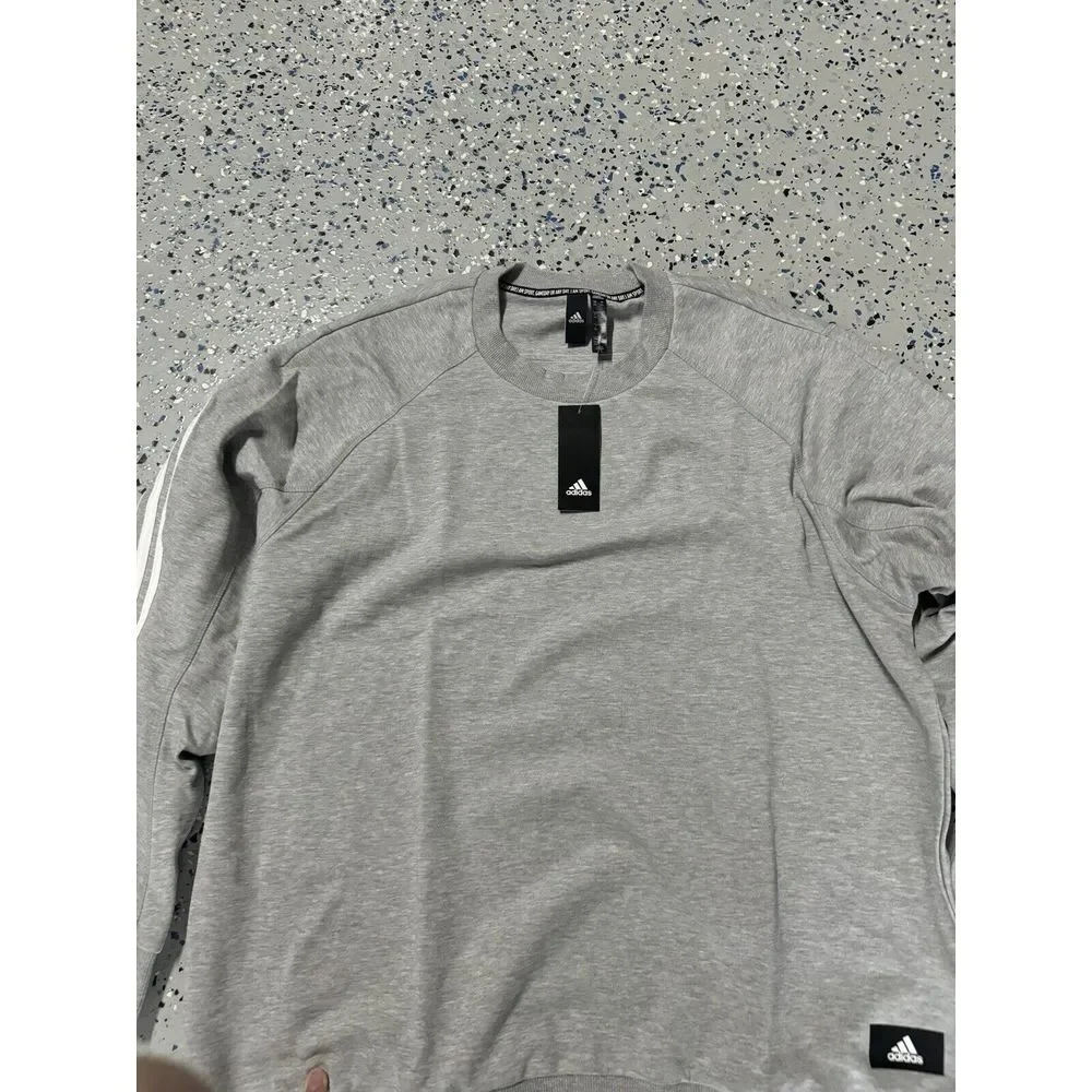 Adidas‎ Long Sleeve Crewneck Pullover Sweater Mens Light Gray NWT Size 2XL